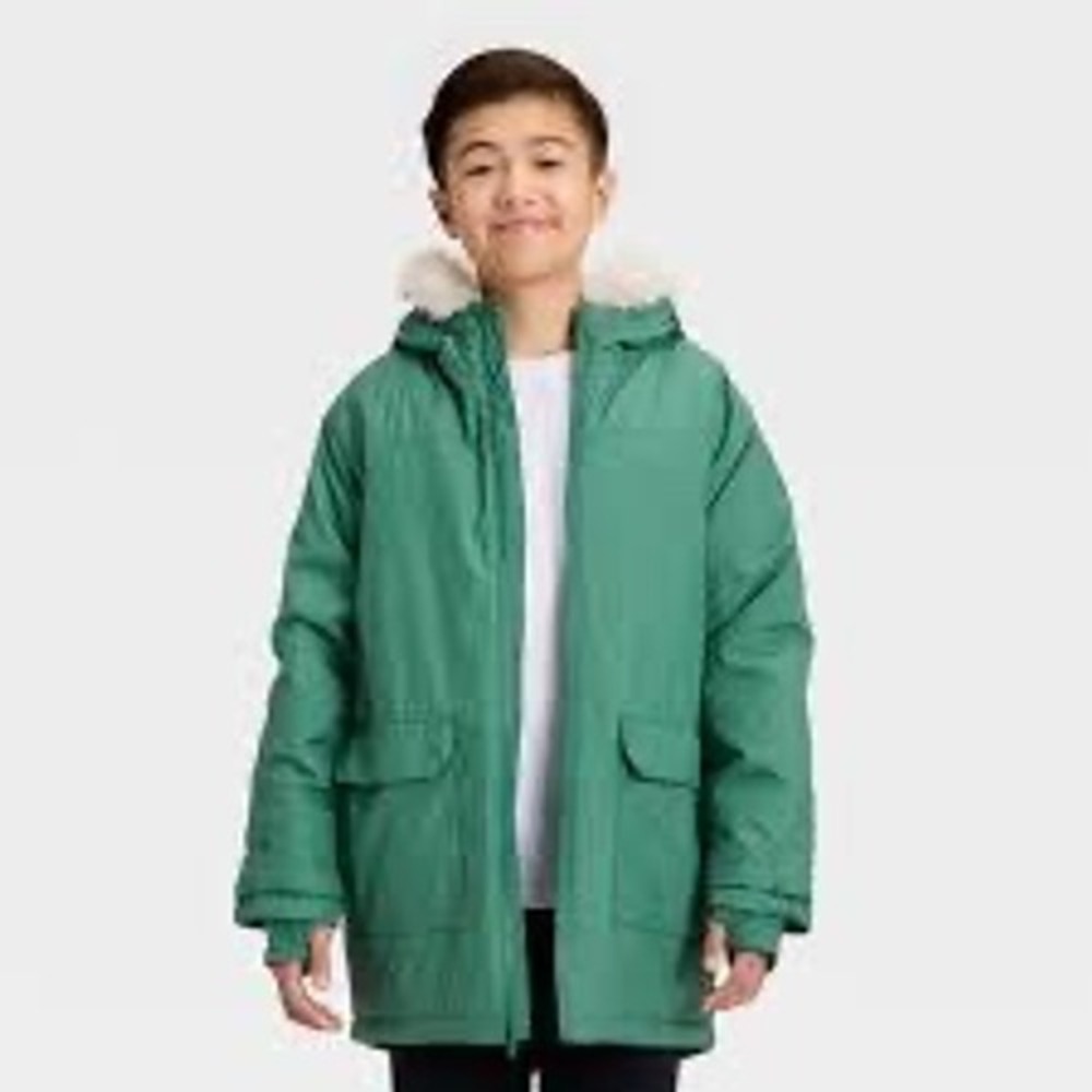 All in Motion Green Parka Jacket Faux‎ Fur Hood Warmest L 10/12
